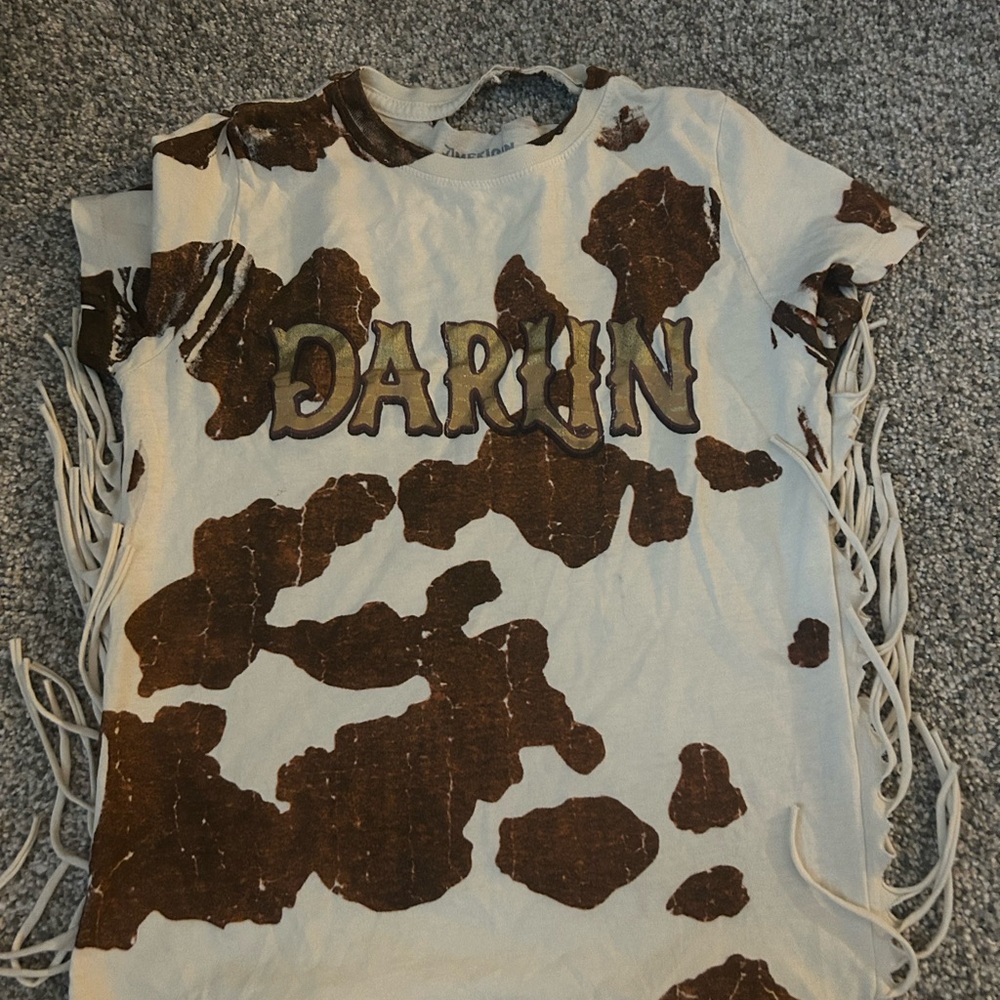 Brown and White youth Fringe T-Shirt